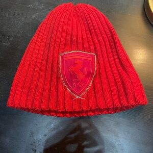 Scuderia Ferrari/ Puma collab Red Knit Beanie with Shield Patch